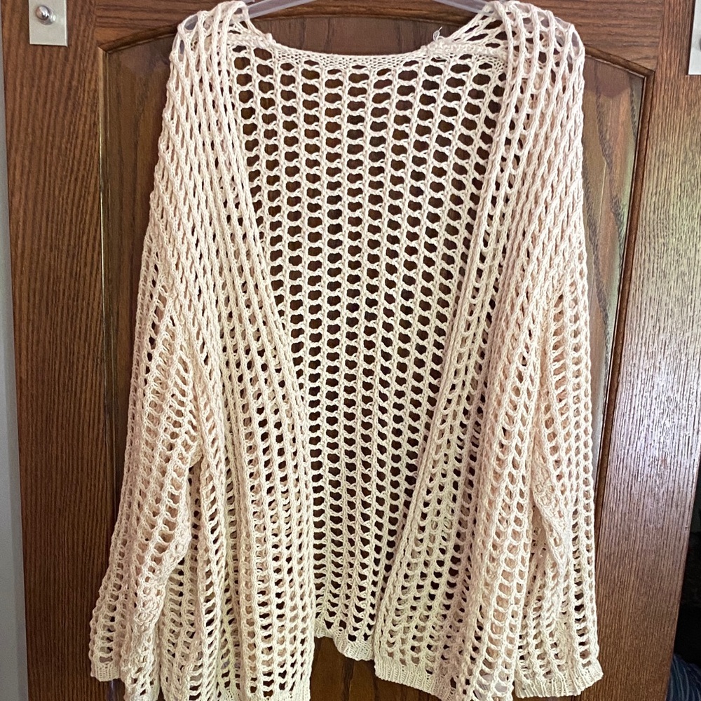 Open Knit Women's Cardigan Sweater - Cream